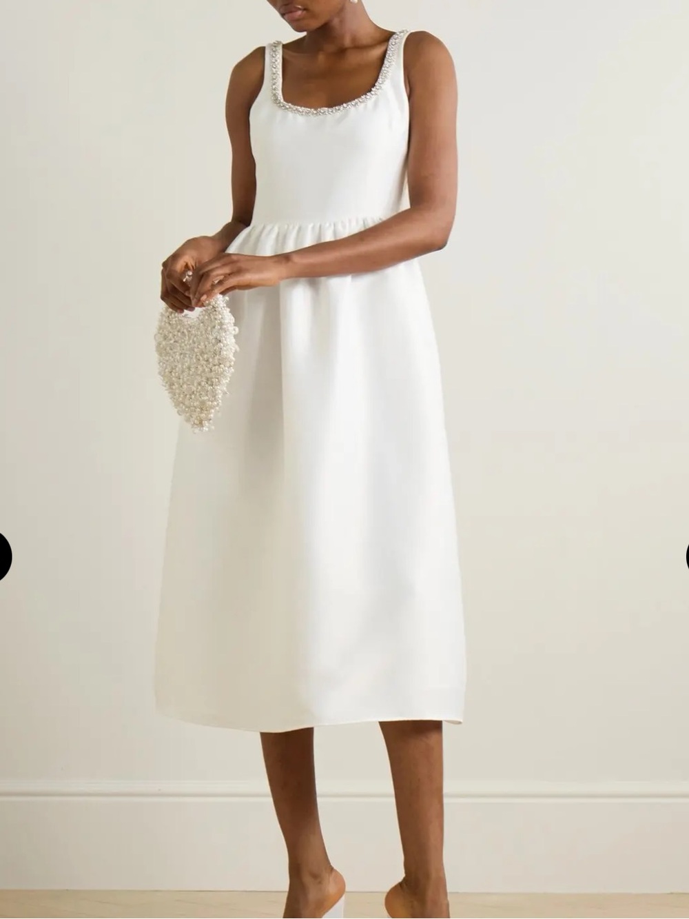 Self-Portrait White crystal Embellished Scoop-Neck Midi Dress NWT